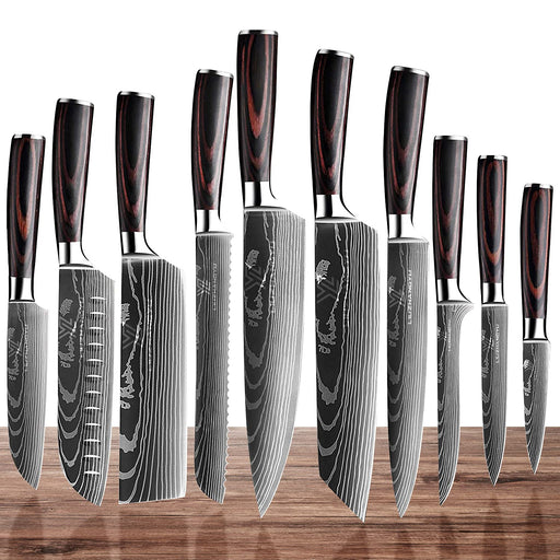 Euna 5 Pcs Kitchen Knife Set with Multiple Sizes, [Ultra-Sharp] Chef Cooking Knives with Sheaths and Gift Box, Chef Knife Set for Professional