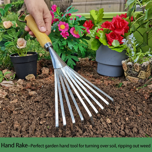 Berry&Bird Gardening Hand Shrub Rake, 14.7 Stainless Steel Grass Rake —  CHIMIYA