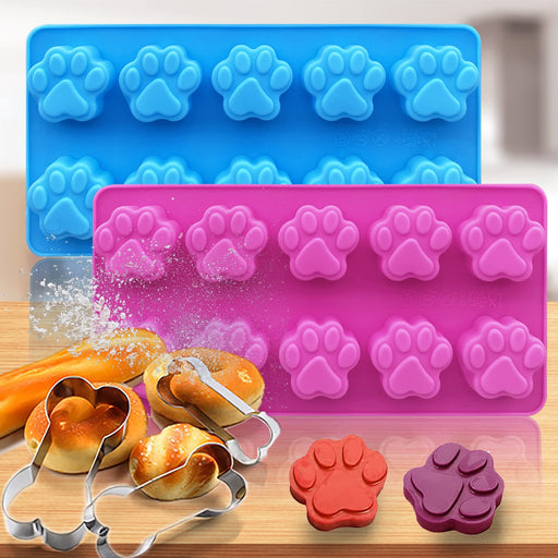 RUGVOMWM Dog Treat Molds Silicone,Dog Paw and Bone Silicone Molds,Non-Stick  Food Grade Silicone Moldsfor Chocolate,Candy,Jelly,Dog Treats - Set of 11