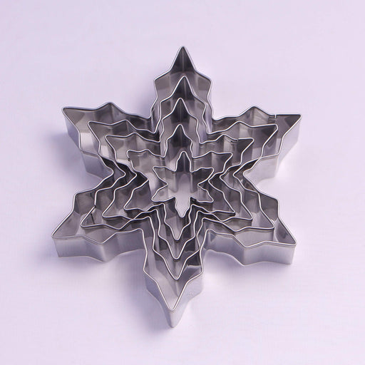 Pastry Tek Metal Poinsettia Snowflake Cookie Cutter with Handle 4.5 inch 1  count box