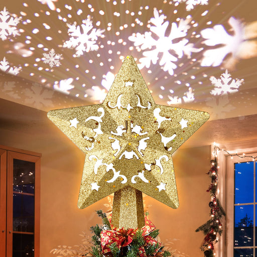 Luxspire Christmas Tree Topper Star, 3D Lighted Tree Topper