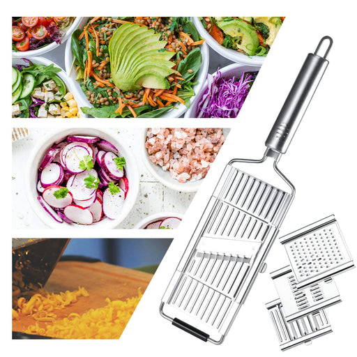 Multi-Purpose 4-in-1 Vegetable Slicer with Glove Stainless Steel Grater  Peeler Shredder Tool suit for Home Kitchen Vegetables Cheese Lemon Fruit  Salad