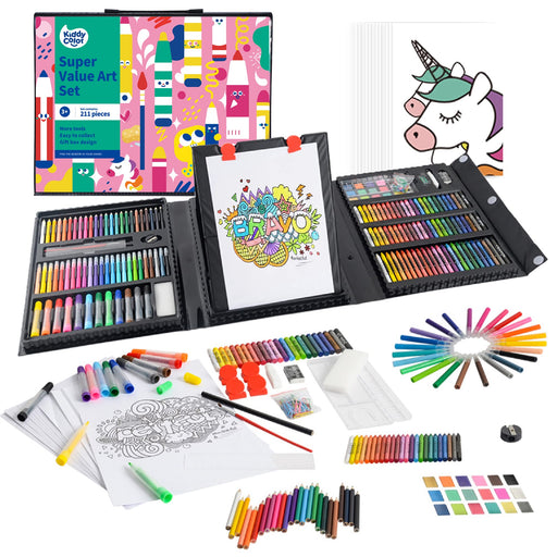 Art Supplies, 240-Piece Art Set Crafts Drawing Kits with Double Sided  Trifold Easel, Includes Sketch Pads, Oil Pastels, Crayons, Colored Pencils