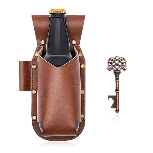 Classic Beer Holster PU Leather Beer Holster Cowboy Style Waist Beverage  Holder for 12 Ounce Beer Bottle Beer Can Soda Beer Holder Belt Drink Waist