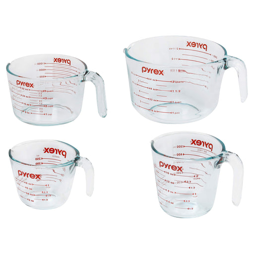 Pyrex 3 Piece Glass Measuring Cup Set, Includes 1-Cup, 2-Cup, and 4-Cup  Tempered Glass Liquid Measuring Cups, Dishwasher, Freezer, Microwave, and