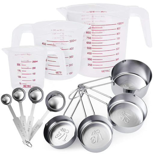 9 Piece Stainless Steel Rainbow Measuring Cup and Spoon Set by ColorMeHome