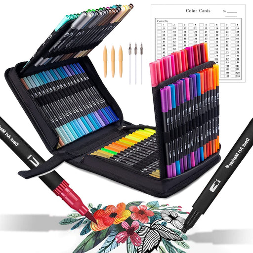 Eglyenlky Colored Markers for Adult Coloring Books, Dual Tip Brush Pen —  CHIMIYA