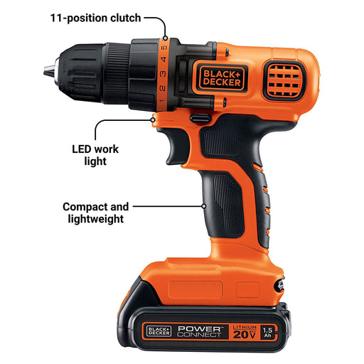 EnerTwist 20V Max Cordless Drill, 3/8 Inch Power Drill Set with Lithium Ion  Battery and Charger, Variable Speed, 19 Positions and 28-Pieces