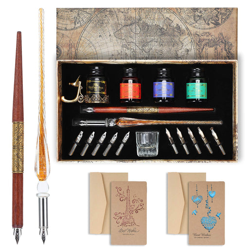 Plotube Calligraphy Pen Set – Includes Wooden Dip Pen, Antique