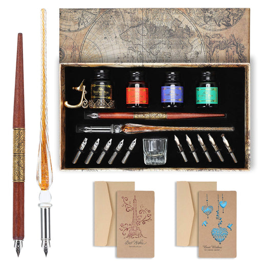 ASXMA Glass Dipped Pen Ink Set Handmade Crystal Calligraphy Pen with  24Colorful india ink for Art, Signatures, Drawing, Decoration, Caligraphy  Kits for Beginners - Yahoo Shopping