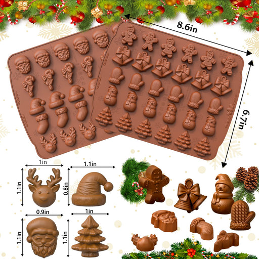 DERAYEE Christmas Silicone Mold for Chocolate, 2 Pcs Silicone Molds Santa  Gingerbread Man Shape Fondant Cake Baking Molds Set for Kitchen Tools