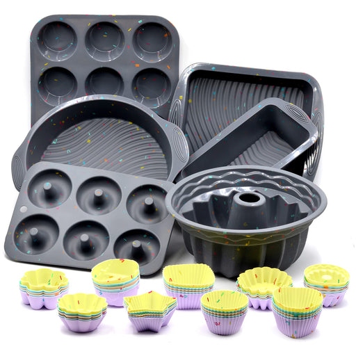 To encounter 31 Pieces Silicone Baking Pans Set, Nonstick Bakeware Sets,  BPA Free Silicone Molds, with Metal Reinforced Frame More Strength