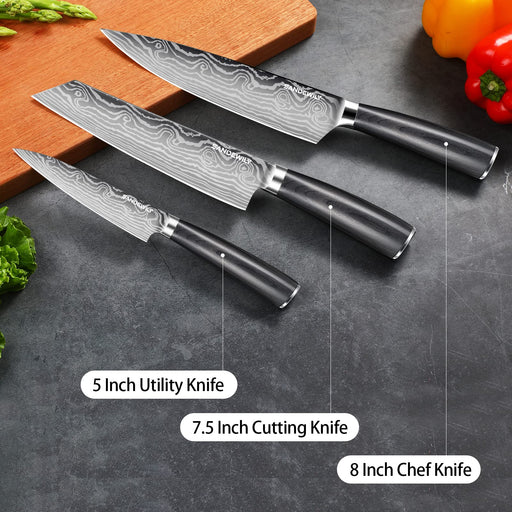 YOTSUBA Cooking Knife Set, kitchen knives set of 3 with Sharp High Car —  CHIMIYA