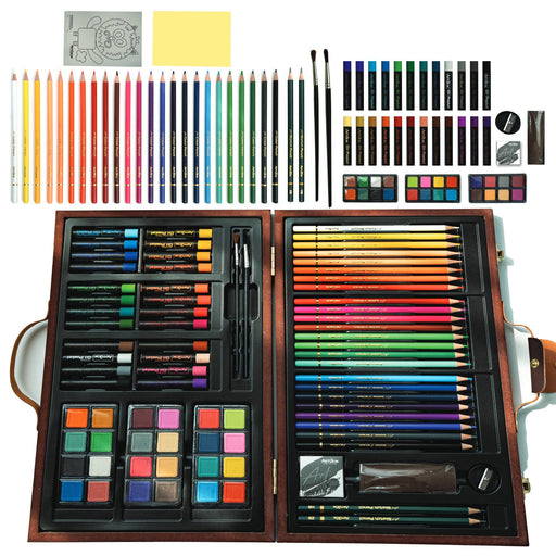 Art Supplies, 146-Piece Deluxe Wooden Art Set Crafts Painting Kit with 2  Sketch Pads, Includes Crayons, Colored Pencils, Oil Pastels, Creative Gift