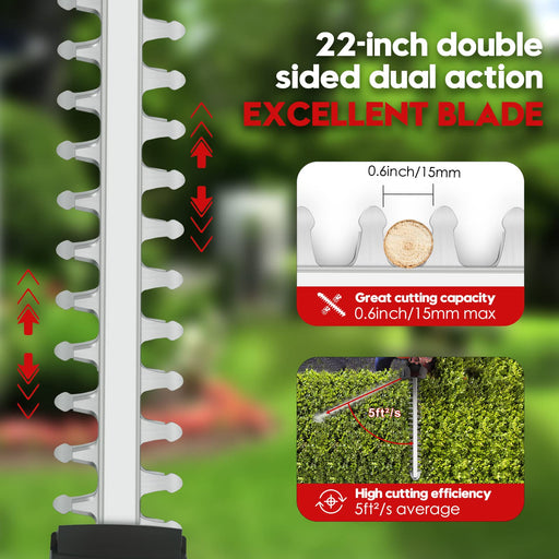 MAXLANDER Cordless Hedge Trimmer with 22”Dual-Action Blade – Maxlander