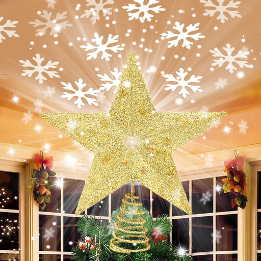 Gold Christmas Tree Topper, Lighted Crown Tree Topper Light Up with 64 —  CHIMIYA