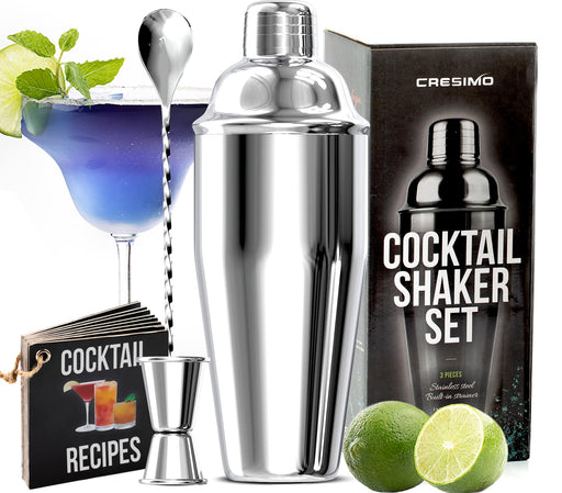 JoyJolt 3pc Slim Cocktail Shaker Set. 24 oz Margarita Martini Shaker D —  CHIMIYA