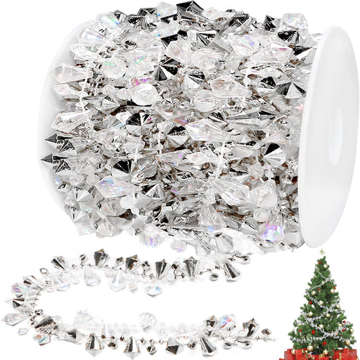  Jishi 33ft Crystal Garland Strands, Hanging Crystal Beads  Strings Decorations for Centerpiece Doorway Clear Acrylic Diamond  Chandelier Prisms, Gem Bead Chain Garland Curtain, Christmas Tree Ornaments  : Home & Kitchen