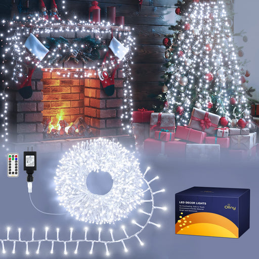 Ollny Christmas Lights Outdoor Cluster Lights - 1000LED 49ft 4X Bright 8  Modes Timer Remote,Waterproof Plug in Fairy String Lights,Ch