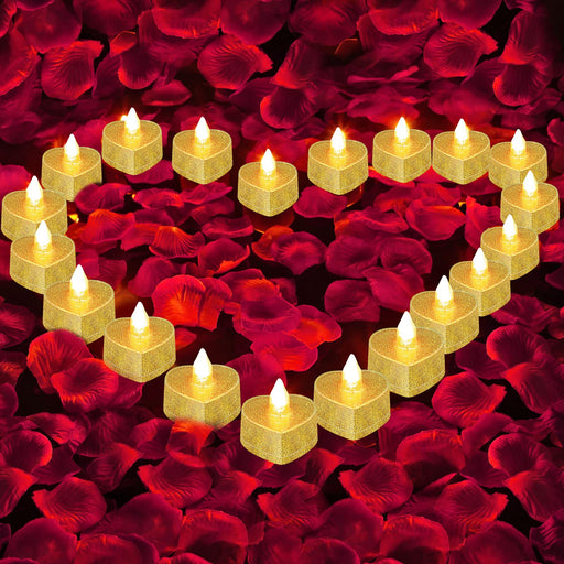 Rose Pedals and Candles Kit 3000 Packs Artificial Rose Petals for