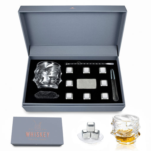 Whiskey Bullet Stones with Wooden Set Box, Stainless Steel Whisky Rock —  CHIMIYA