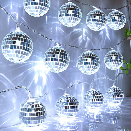 Decorations for LED Disco Balls 70s Disco Party Supplies Mirror Disco Ball  Ornaments Christmas Mini Disco Balls Tree Ornament Light Battery Operated  Disco Balls with String (Warm White, 5.91 ft Long)