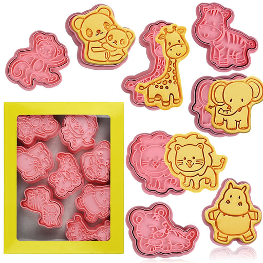 Crethinkaty Cartoon Cookie Cutter-8 Plastic Cookie Stamp- Cartoon Fun  Cookie Mold, Children's Baking Set.