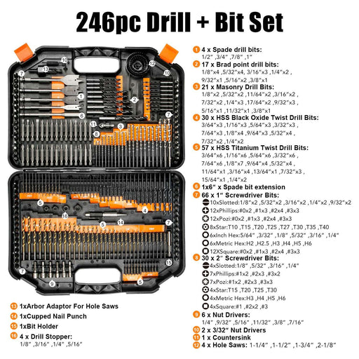 Bielmeier 20V Cordless Drill Set,Lithium Drill Kit with 100 PCS