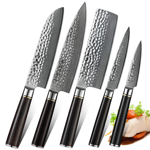 TOWER Damascus Effect Kitchen Knife Set with Stainless Steel Blades an —  CHIMIYA