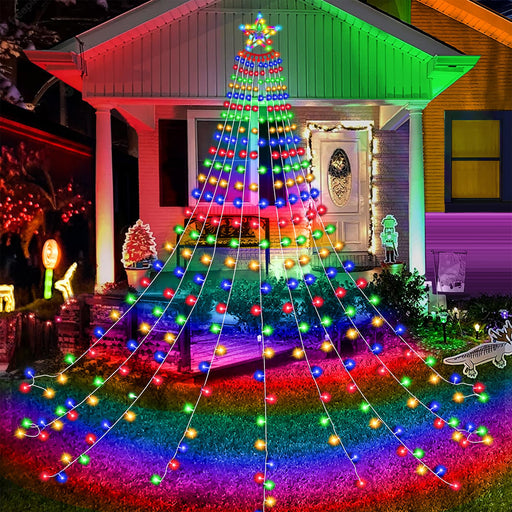 Christmas Decorations Star Lights Outdoor, 11.48ft 350 LED Waterfall Tree  Lights with 8 Modes Timer Remote Plug in Christmas String Lights for Indoor  Yard Patio Home Holiday Party Decor, Multicolor 