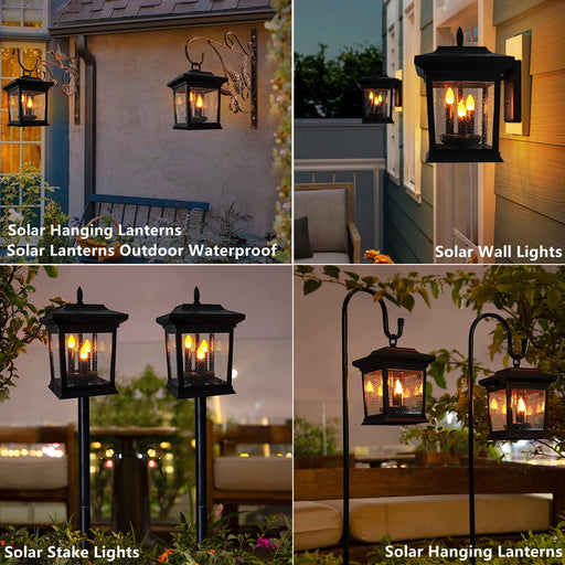 Beautyard Outdoor Solar Candles Lights Flickering Decorative Lantern Stake Lighting for Garden, Backyard, Lawn, Pathway, Patio Accessories and Decor