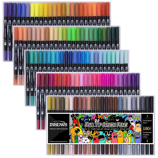 Skrfez Art Markers Dual Brush Pens Set, 120 Artist Coloring Marker