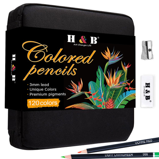 Bajotien 120 Colored pencils for adult coloring with Square