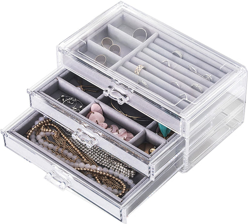 Sunkaioo Acrylic Jewelry Organizer,Stackable 3Layers Clear Jewelry Box —  CHIMIYA
