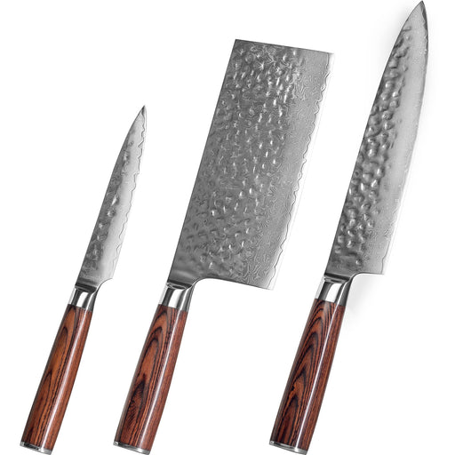 YARENH Knife Set with Magnetic Block 5 Piece, Professional Kitchen Knife  Set, 73 Layers Damascus High Carbon Stainless Steel, Natural Sandalwood