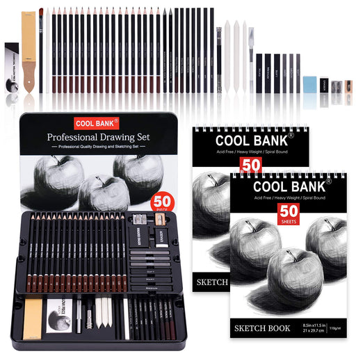 U.S. Art Supply 54-Piece Drawing & Sketching Art Set with 4 Sketch Pads (242 Paper Sheets) - Ultimate Artist Kit, Graphite and Charcoal Pencils & Stic