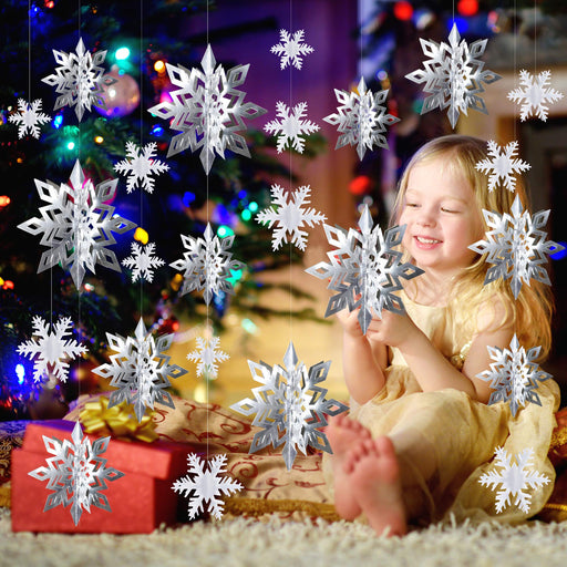 RECUTMS Winter Christmas Hanging Snowflake Decorations - 40Pcs