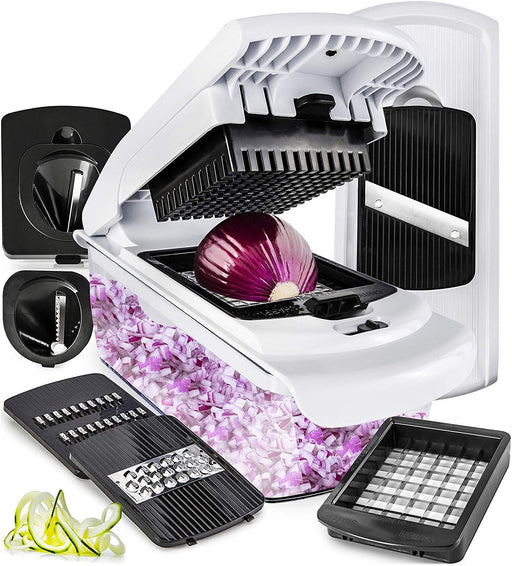  Fullstar 7-in-1 Stainless Steel Mandoline Slicer for Kitchen, Vegetable  Slicer, Veggie Chopper & Cheese Grater, Meal Prep Food Storage Container  Anti-slip Base & Protective Glove Included - Silver : Home 