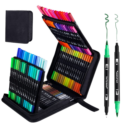 Swemos Markers for Adult Coloring, 72 Colors Art Markers Set Dual Tip Brush  Pen, Coloring Markers Fine Point Kids Artist Drawing