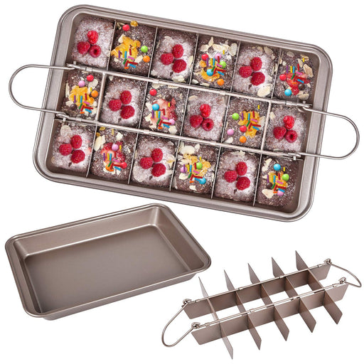 Elbee Home Brownie Baking Pan, Includes Brownie Divider For Perfectly Cut  Brownies, Durable Carbon Steel 13-inch, Non-stick : Target