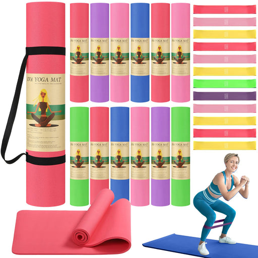 10 Pcs Yoga Starter Kit Include Yoga Mat with Carry Strap, 2 Yoga Blocks,  Yoga Strap