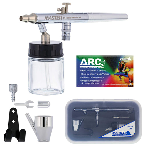 Master Airbrush SB86 High Precision Detail Control Dual-Action Side Feed Airbrush Set Kit, 0.2mm Tip, 1/2 oz Gravity Cup