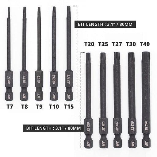 VETCO 7-Piece Security Torx Bit Set T-7, T-8, T-9, T-10, T15, T20, T25