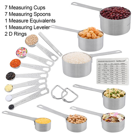 Nstezrne Measuring Cups and Spoons Set, 18/8 Stainless Steel Measuring Cups  and Spoons Set of 12, Metal Measuring Cups Set, 5 Dry Measuring Cup Set