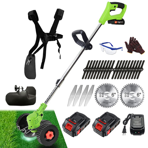  Cordless Trimmer Weed MowerTrimmer,Lightweight 3-IN-1 with  Edger Tool,Mower for Garden and Yard,3 Kinds of Blades,Liiion Battery ,21V  2Ah ,Red : Patio, Lawn & Garden