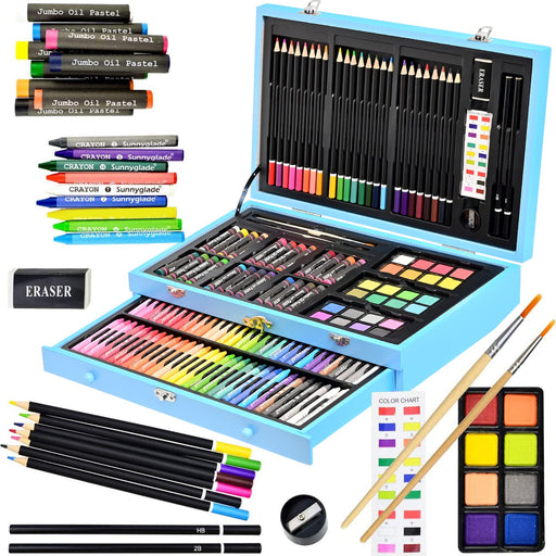 KINSPORY Art Supplies, 228 Pack Art Sets Crafts Drawing Coloring kit,  Double-Side Trifold Easel, Oil Pastels, Crayons, Colored Pencils, Creative  Gift