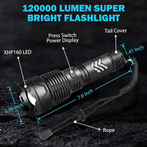 YIDUOZHH Flashlights High Lumens Rechargeable,100000 Lumen