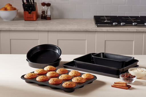 KITESSENSU Baking Pans Sets, Nonstick Bakeware Sets 7-Piece with  Round/Square Cake Pan, Loaf Pan, Muffin Pan, Cookie Sheet, Roast Pan,  Cooling Rack