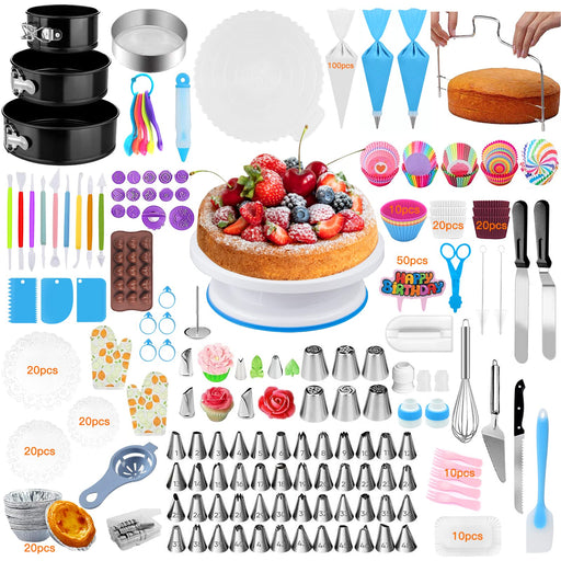 RFAQK 700PCs Cake Decorating Supplies Kit with Baking Supplies- Cake  Decorating Tools with Springform Pans, Cake Leveler, Cake Turntable,  Numbered