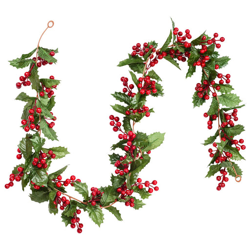 Think Wing Christmas Garland, 6.5ft Red Berry Garland Christmas